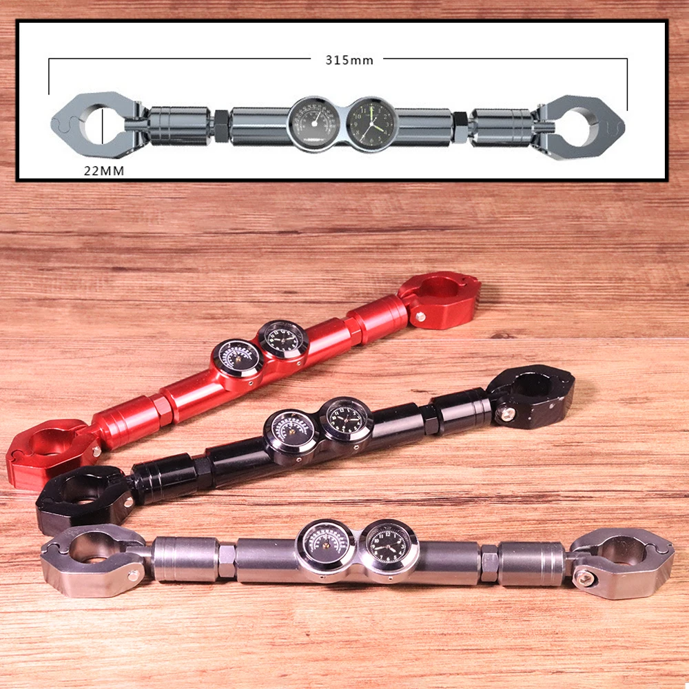 Motorcycle Handlebar Extension Balance Cross Bar Adjustable Waterproof With Clock Barometer Universal Fit for Yamaha Harley KTM (3)