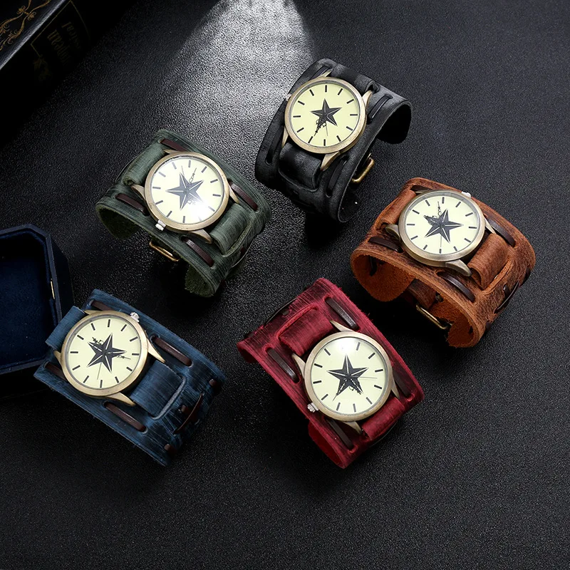 Watch For Men Cow Leather Bracelet Watches Men Unisex Wrist Watches Roman Numerals Casual Quartz Watch Retro Relogio Feminino