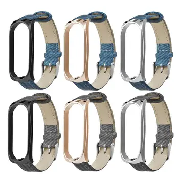 

Durable PU Leather Wrist Strap Denim Pattern Watchband for Xiaomi Mi Band 4/3 MiBand Smart Bracelet Replacement Accessories