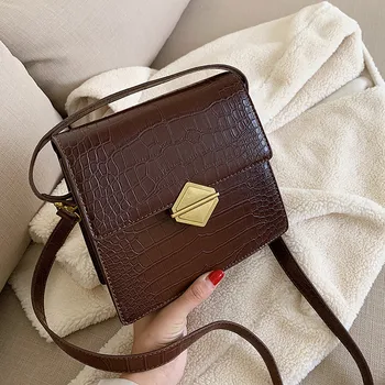 

Women's Crossbody Bags fashion Retro female handbag Solid color women's shoulder bags Small square package women bag black