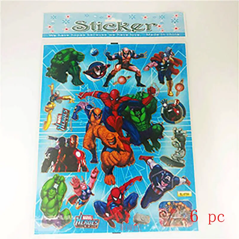 6 шт. в наборе, коробка для конфет с Мстителями, Мультяшные украшения для дня рождения, принадлежности для тематической вечеринки, праздничные Детские поставки супергероев на день рождения - Цвет: 6pc Stickers