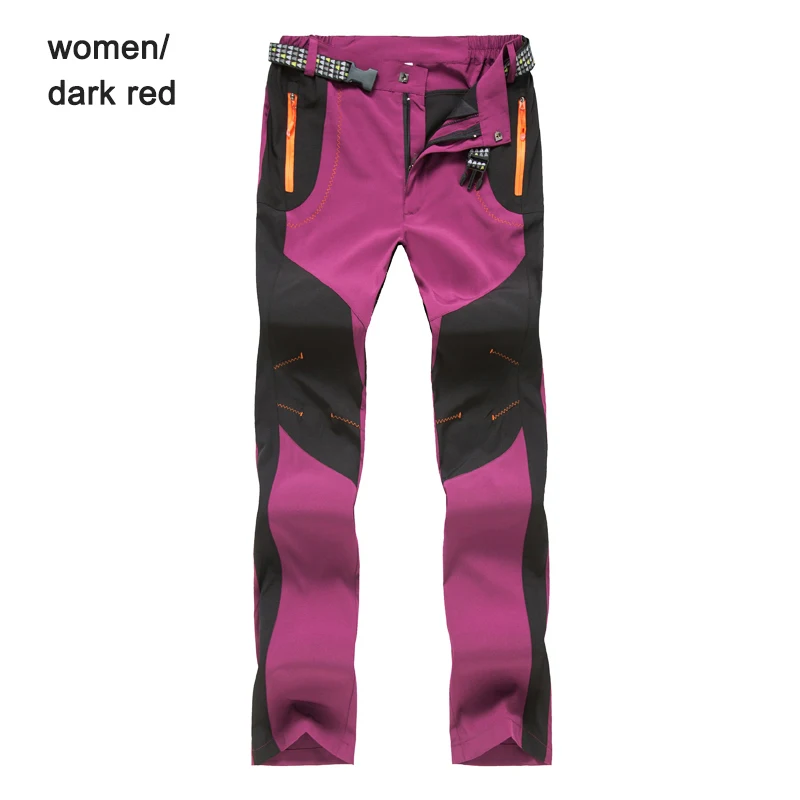 PureLeisure мужские и женские штаны для рыбалки быстросохнущие дышащие штаны для походов, рыбалки, кемпинга, походов, спортивных брюк S-4XL - Цвет: women dark red