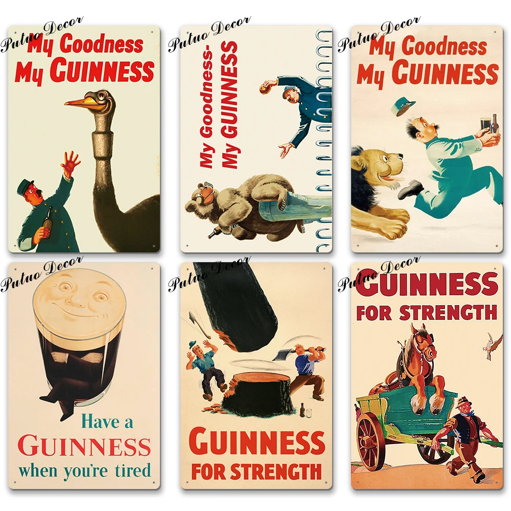 Винтажная металлическая табличка Guinness, Оловянная табличка, металлическая винтажная тарелка для паба, Настенная декоративная тарелка для бара, паба, клуба, человека, пещеры