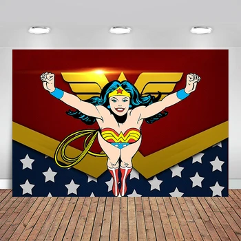 

Background for Photo Studio United States Hero Superwoman Symbol Photocall Photobooth Decor Studio Custom Shoot Prop