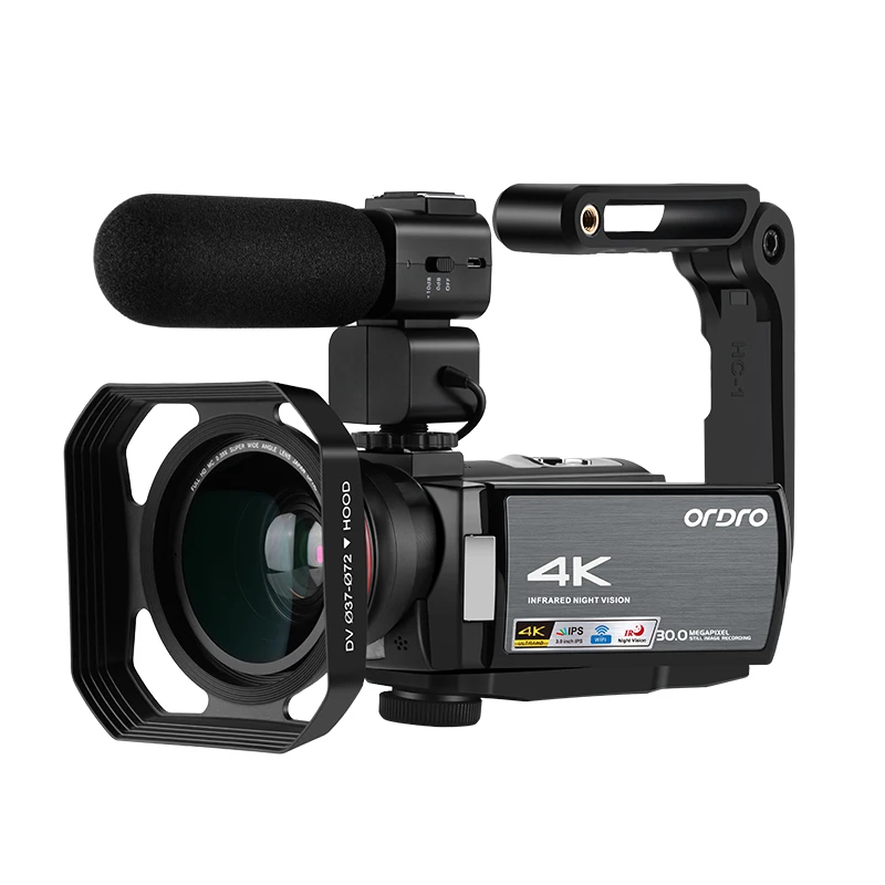 DHL AE8 Цифровая видеокамера 4K Цифровая видеокамера обновление 3,0 ips Full HD камера ИК инфракрасное ночное видение с микрофоном - Цвет: add mic lens