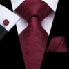 Hi-Tie Mens Gift Tie Set Red Wine Burgundy Paisley Silk Wedding Tie For Men Fashion Design Quality Hanky Cufflink Dropshipping ► Photo 2/6