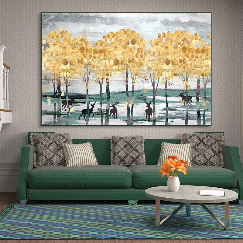 GOLDEN FOREST OIL PAINTING CANVAS