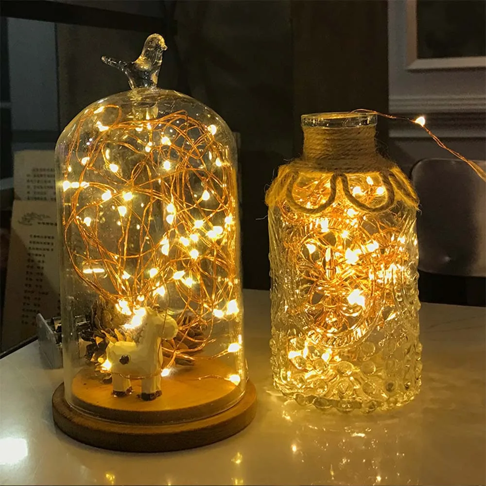 

5 Meters 50 Bulbs Copper Wire String Light With Remote Control USB Charge INS Stars Of Heaven Decoration Flashing 8 Functions