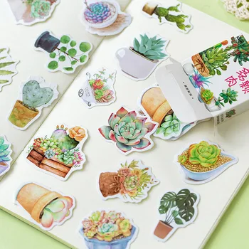 

50 Pcs/Box Cute Plant Flower Sticker Kawaii Succulents Stationery Sticker DIY Diary Scrapbooking Planner Label Decoration