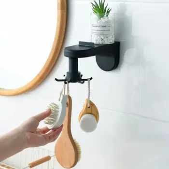 

Punch-Free Kitchen Wall Storage Rack Hooks Wall Hanging Spatula Spoon Kitchen Utensils Rotating Hanging Racks