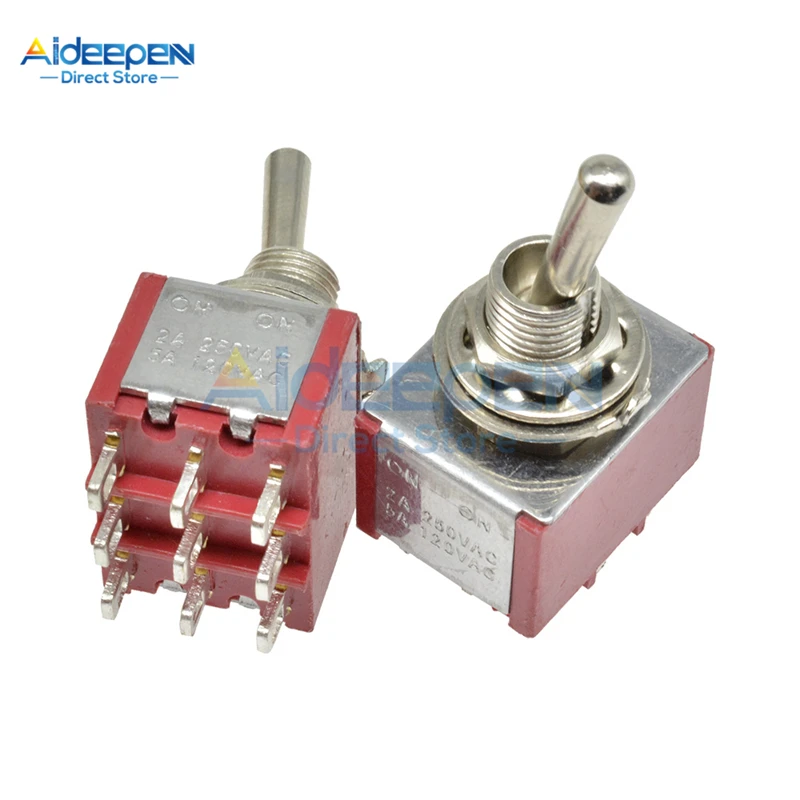 MTS-102/103/202/203/302/303/402/403/123/223 Mini Toggle Switch 125V/6A 250V/3A 3/6/12 Pin 2/3 Position Copper/Silver Contact - Цвет: 302 13x16.8MM Silver