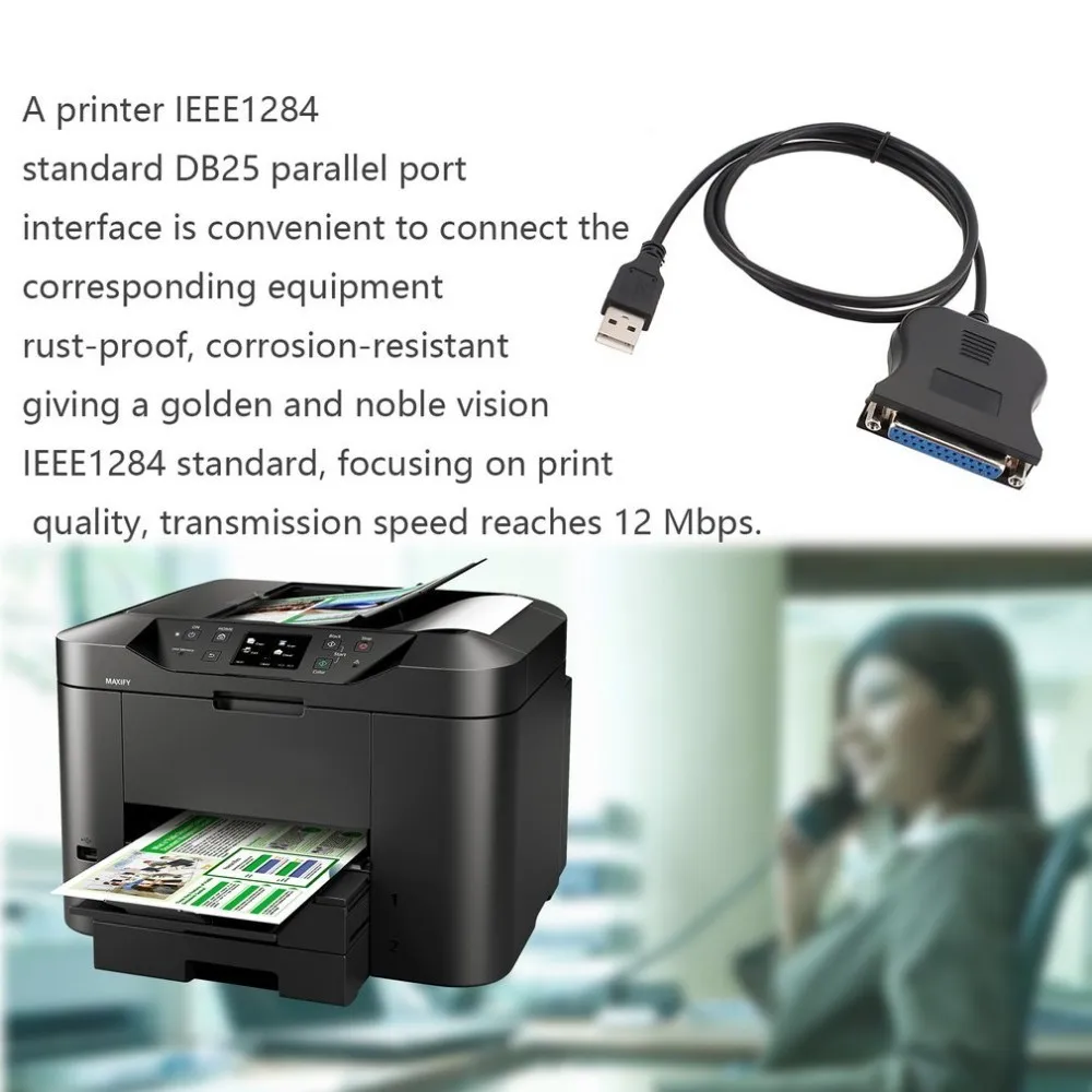 USB to 25 Pinhole Parallel Port Db25 Interface IEEE 1284 Printer USB2.0 Line Drop Shipping