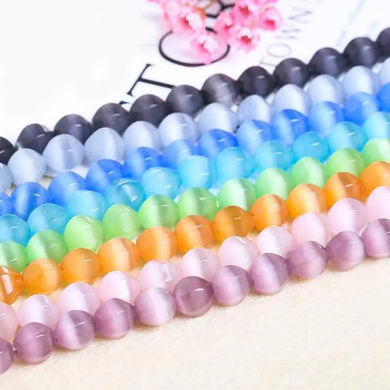 High Quality Cat Eye Stone 8mm Faceted Oval Necklace Bracelet Jewelry DIY Gem Loose Beads 38cm wk161 | Украшения и аксессуары