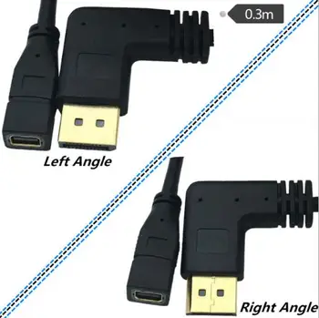 

DisplayPort to Mini DisplayPort Male to Female Adapter Left and right elbow line graphics card connected to monitor cable