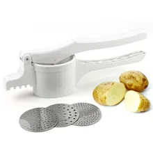 Белый толкатель пресс Картофелемялка для приготовления пищи, фруктов для крема, гладкого картофеля, фруктов, овощей, инструменты, пресс-дробилка, кухонные инструменты