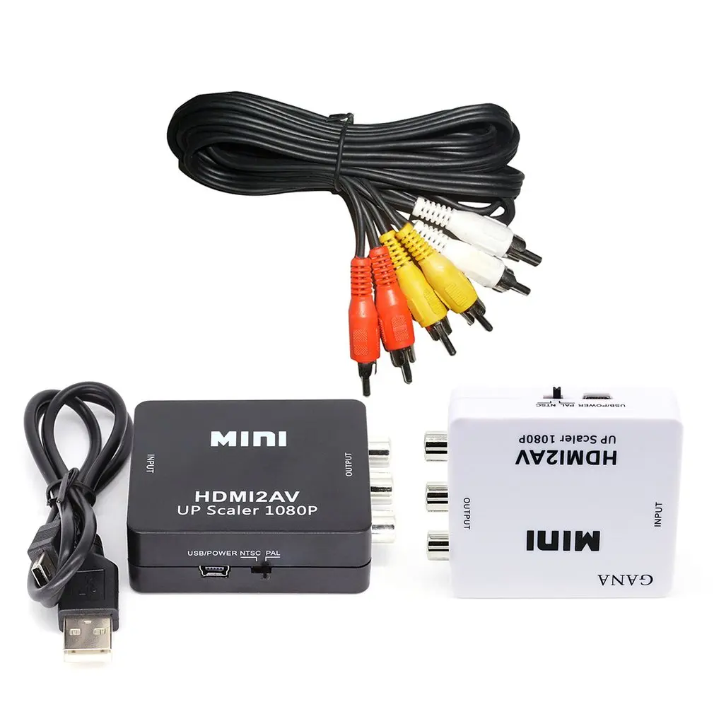 HDMI TO AV Scaler Adapter HD Video Converter Box HDMI to RCA AV/CVSB L/R Video 1080P HDMI2AV Support NTSC PAL Wholesale