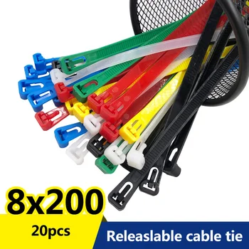 

8*200 length 8in Various colors may loose nylon cable ties slipknot tie Releasing number reusable packaging