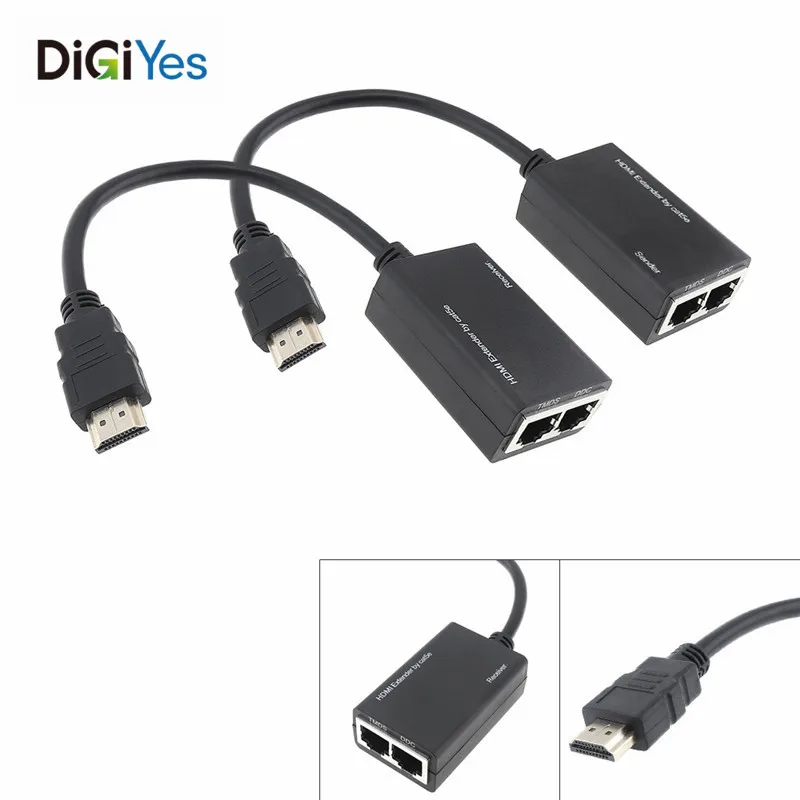 Портативный G008528 1080P Male HDMI удлинитель на 2 шт. Cat 5e Кабель 6 Ethernet ретранслятор HDTV 3D 100