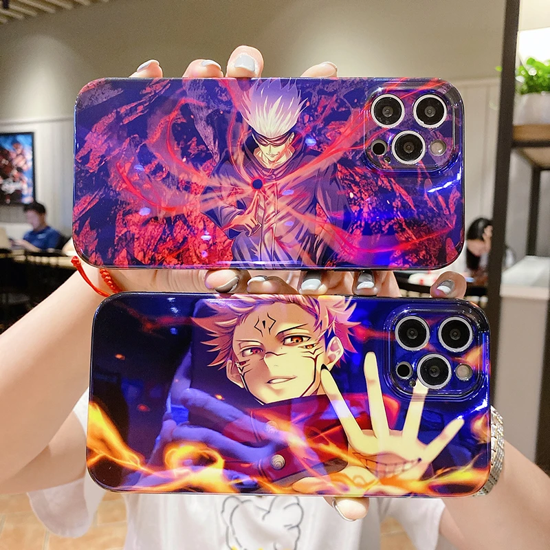 Anime Glossy Blu-Ray Jujutsu Kaisen Gojo Satoru Phone Case for Iphone 13 12 11 Pro Max 7 8 Plus XS XR Cartoon Soft Silicon Cover iphone 13 pro max case leather