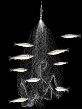 Copper Spring Shoal Fishing Net No Need Hook Portable Nylon Luminous Bead Ball Bearing Swivel Winter Ice Fishing Net Trap Mesh