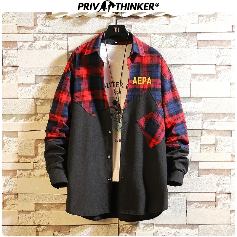 Privathinker 2020 Patchwork Men Casual Shirts Korean Colorful Shirts Mens Autumn Vintage Fashion Male Clothes Tops Plus Size 5XL Privathinker 2020 Patchwork Men Casual Shirts Korean Colorful Shirts Mens Autumn Vintage Fashion Male Clothes Tops Plus Size 5XL