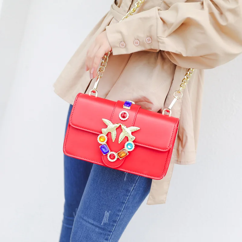 

2018 Autumn And Winter New Style Swallow Bag Fashion Korean-style Hand Shoulder Shoulder Belt Square Sling Bag