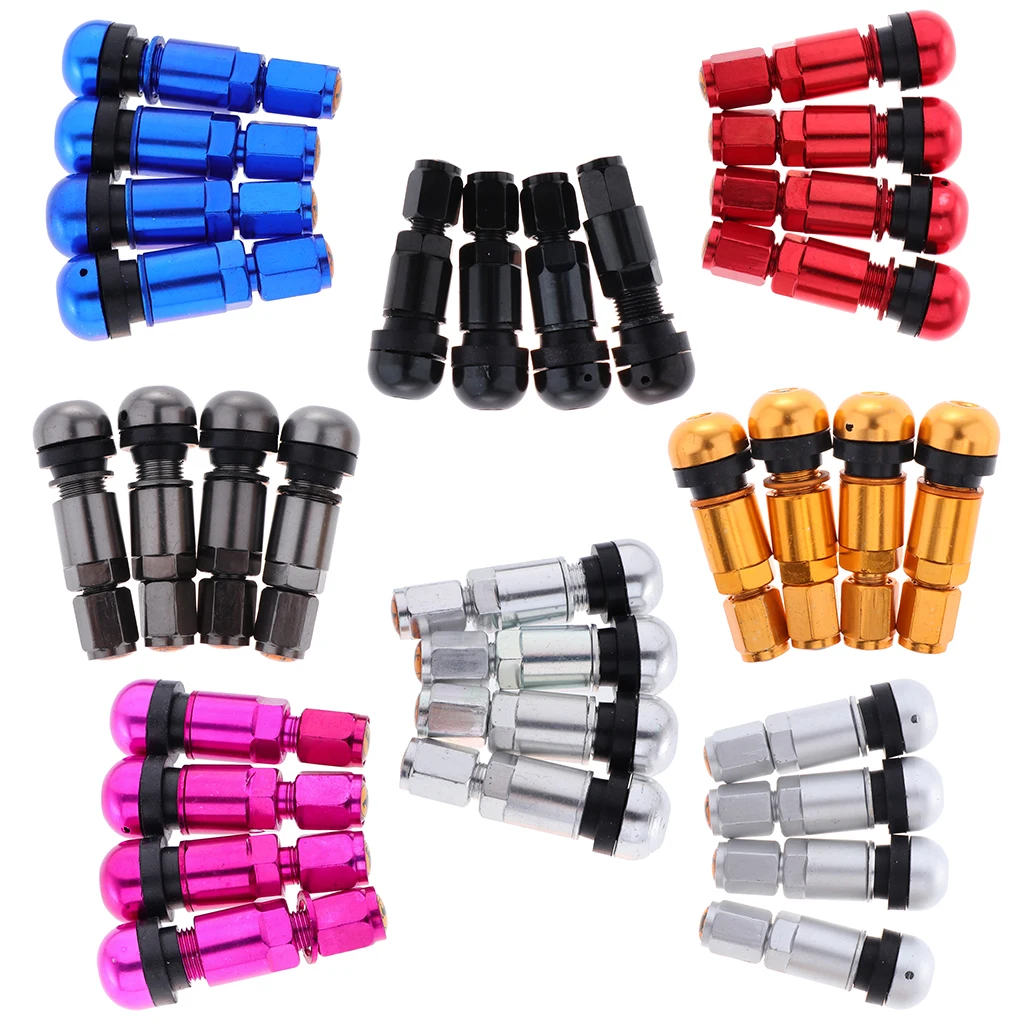 4x Bolt in Car Auto Aluminum Tubeless Wheels Tire Valve Stems+Dust Cap