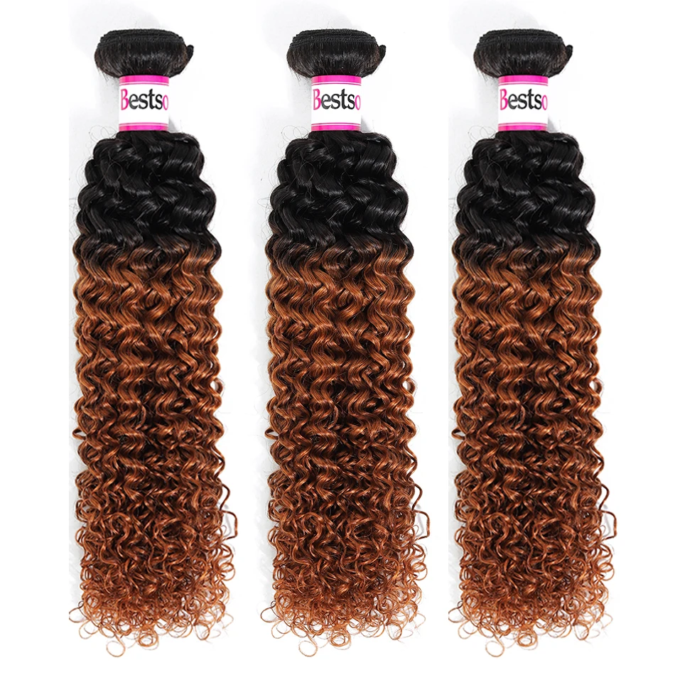 Bestsojoy бразильские кудрявые вьющиеся волосы Remy человеческие волосы переплетения пучки Ombre 1B/30 цветов 3 пучка вьющихся волос для наращивания