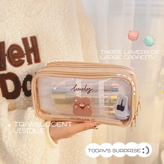 Transparent Cosmetics Storage Cute School Supplies Stationery Pouch Clear  Pencil Box Pencil Case Pen Bag Pencil Pouch