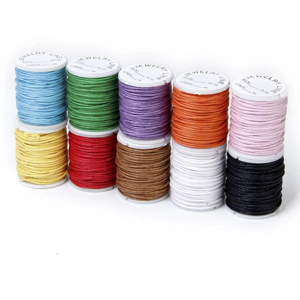 10 Rolls Mix-Colors Waxed Cotton String Beading Thread 1mm for Jewelry Craft DIY