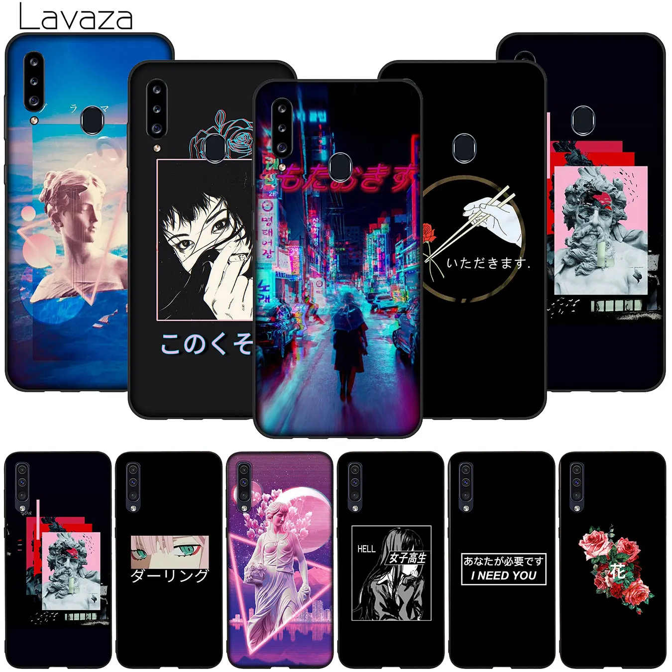 Sad Anime Vaporwave Aesthetic Soft Silicone Phone Case for Samsung Galaxy A9 A8 A7 A6 A5 A3 A2 Core J8 J7 J6 J4 Prime Plus 2018 |
