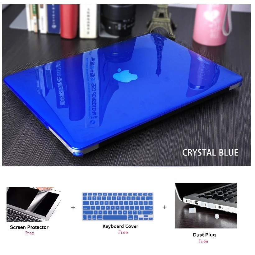 4 в 1 чехол для ноутбука с кристаллами для Apple Macbook Pro retina Air 11 12 13 15 дюймов для Macbook Air13 A1932, Pro 13 15 A12159 A1990 оболочка - Цвет: Crystal Blue