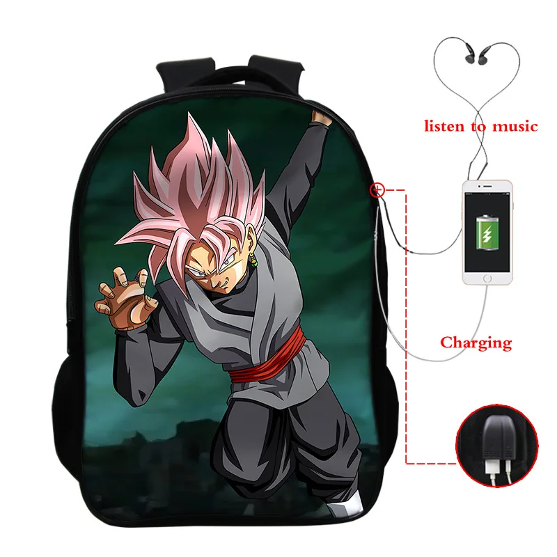 Горячая аниме Dragon Ball USB зарядка Рюкзак Супер Saiyan Torankusu Goku сумка для школы рюкзак для мужчин подростков книга Mochila