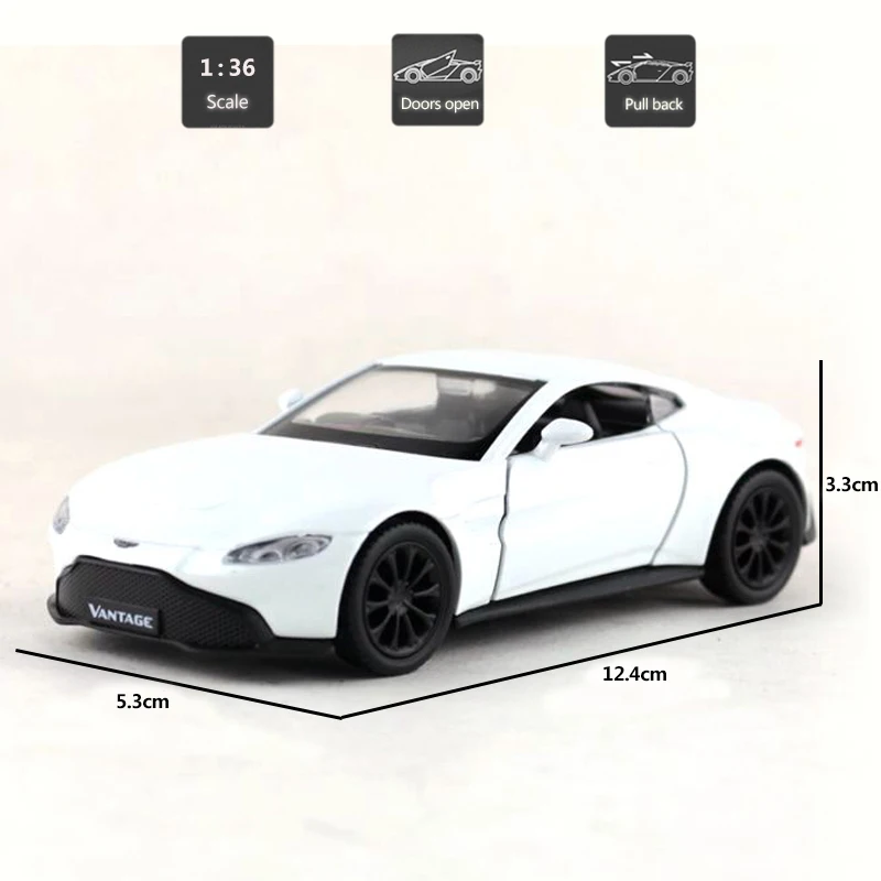 1:36 Масштаб Aston Martin Vantage V8 двигатель модель автомобиля игрушка сплав металл литая