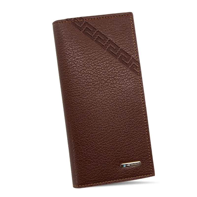 

Men's Clutch Long Business-style Wallet Two-fold Card Holder Portafoglio Portafoglio Uomo Casual Embossed Zipper PU Leather Men