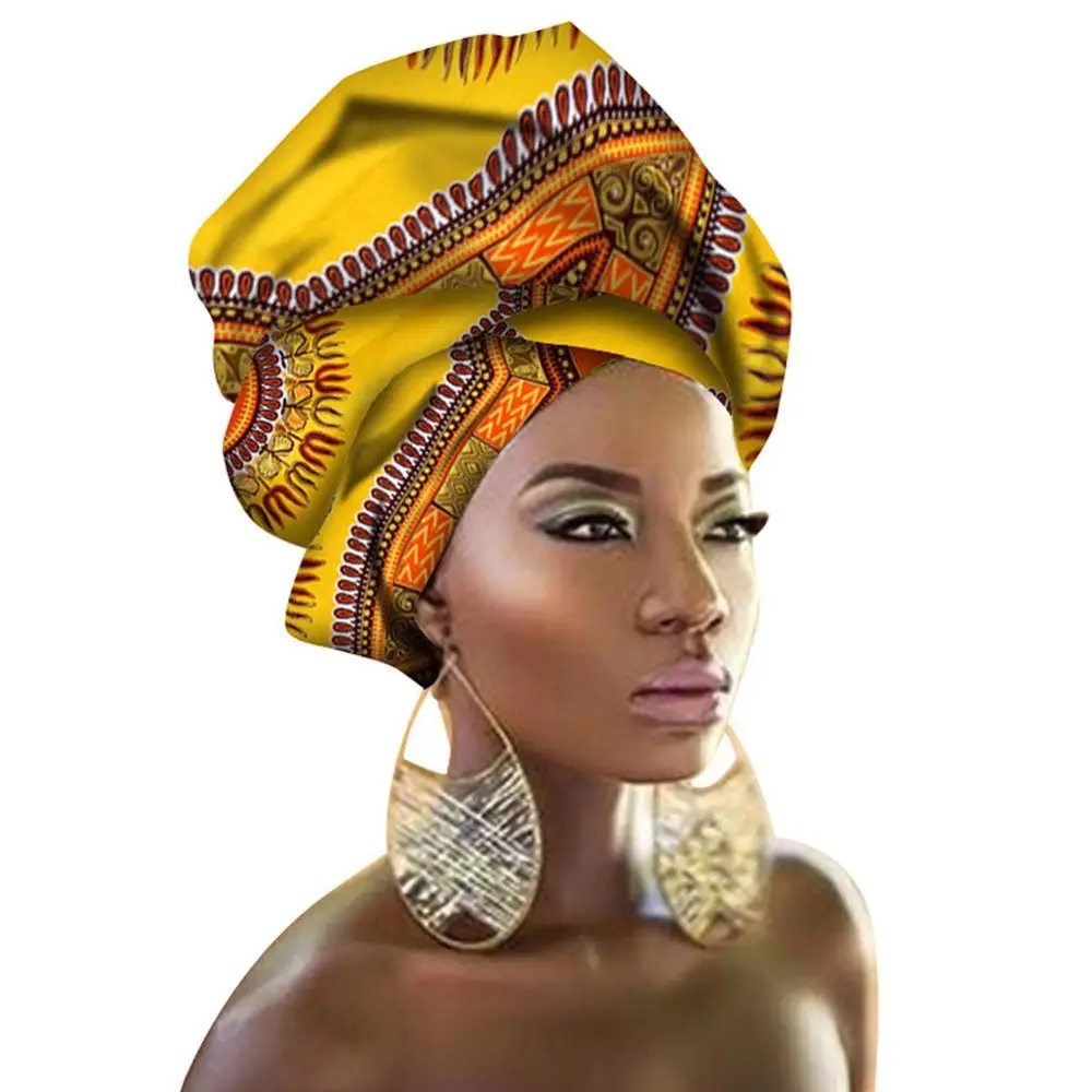 African Women Print Cotton Turban Headband Hair Strap African Multicolor Head Wraps Batik Dyeing Tribal Printed Headscarf