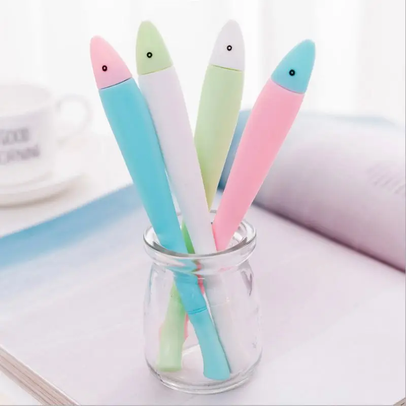 

2Pcs/Pack Cute Fish Shape Gel Pen Kawaii Stationery Roller Ball Pen Fine Point 0.5mm Black Ink Office Material School Supplies