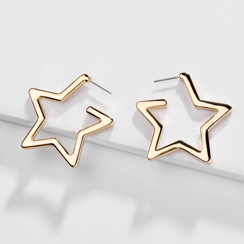 earrings Крыло ЮК так панк металлические звезды серьги гвоздики для женщин Эффектные серьги ювелирное украшение для ночного клуба - Окраска металла: earrings