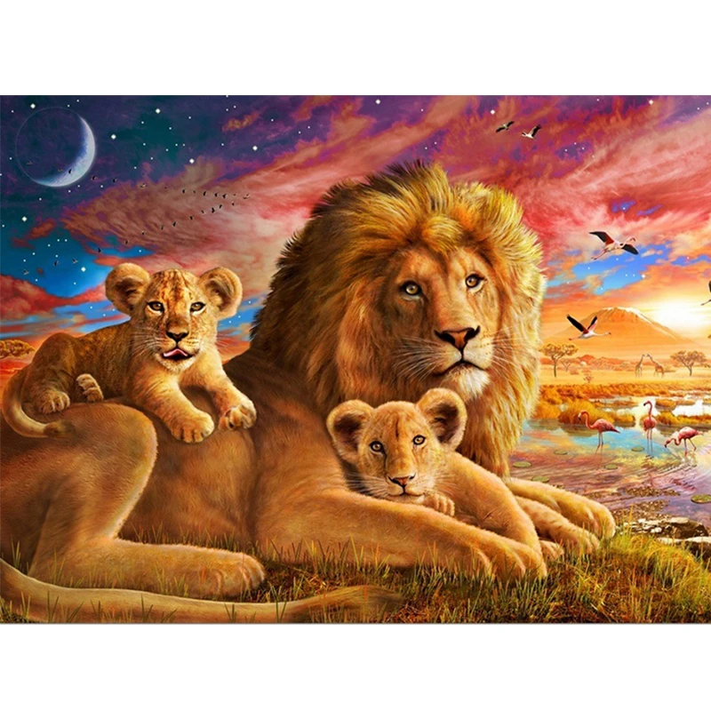 5D полноформатная круглая алмазная живопись Король Лев сделай сам вышивка с