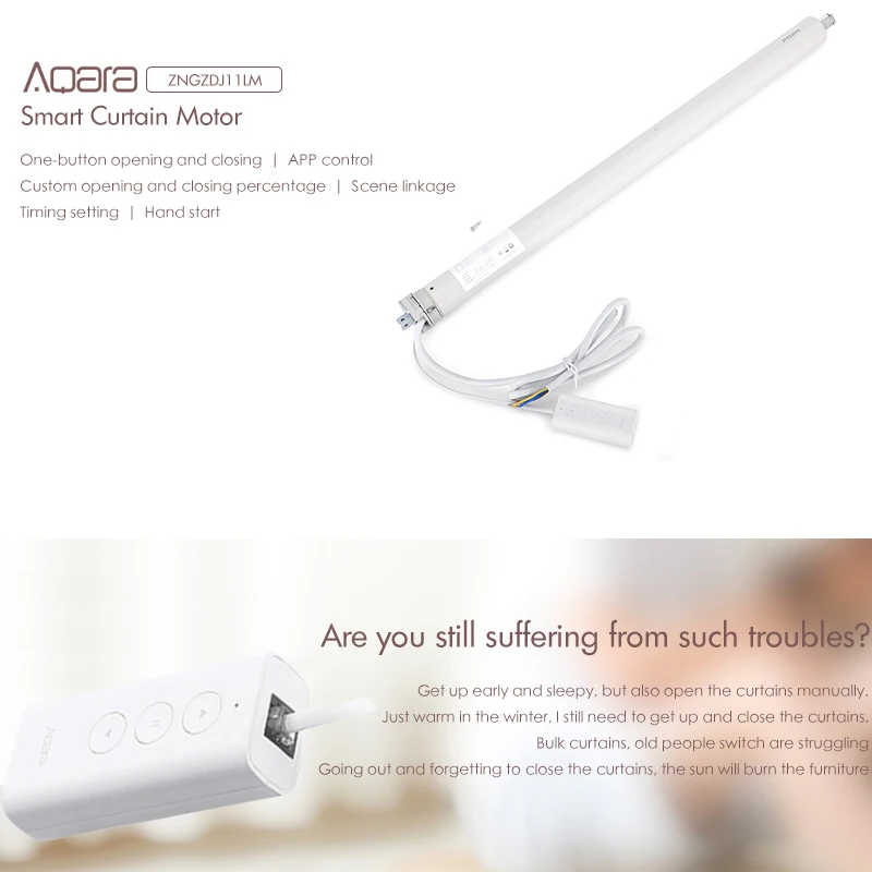  Original Xiaomi Aqara ZNGZDJ11LM Smart Curtain Motor Zigbee Smart Home APP Control Wifi Version Aut