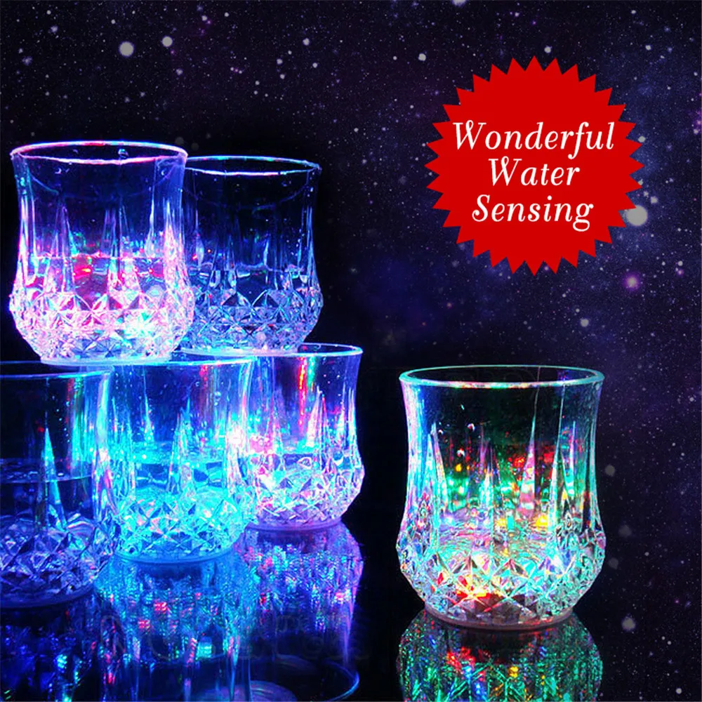 Креативные светодиодные бокалы с подсветкой, автоматическая мигающая чашка для питья, кружки, меняющая цвет, стеклянная чашка виски для бара, Клубные вечерние принадлежности