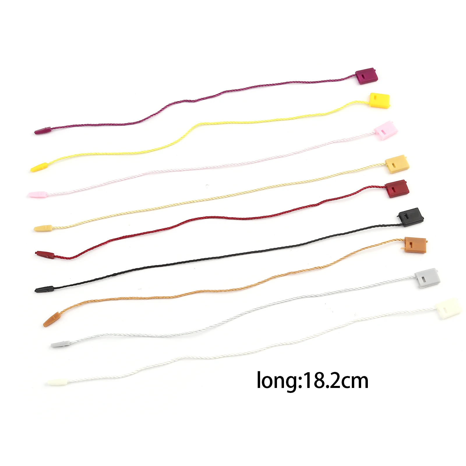 200pcs Clothes Tag Clothing Wire Rope Hanging Plastic Beads Square Tags Labels Polyester Cord Lock Garment Pin Loop Tie Fastener