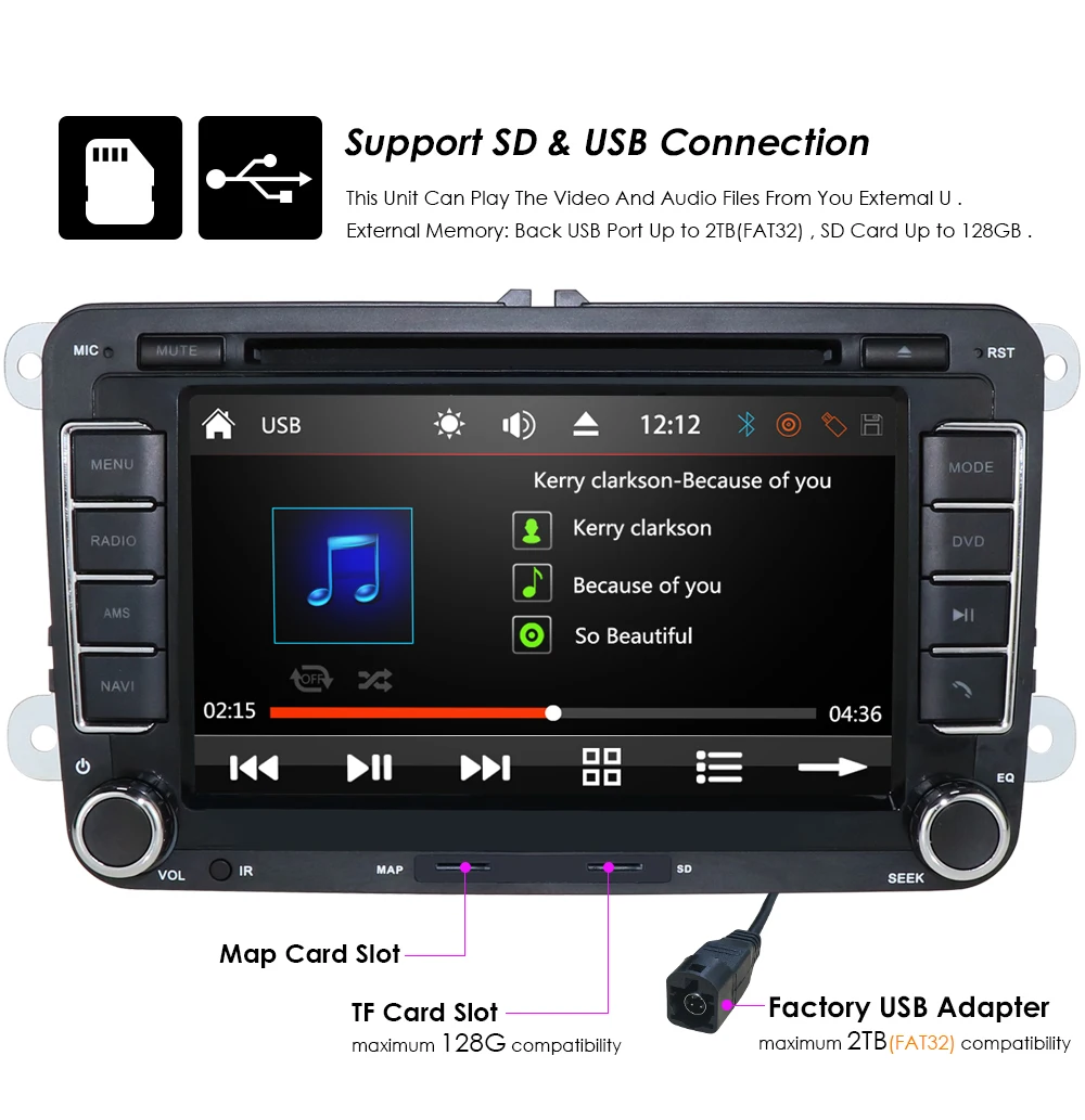 Ossuret " 2 Din Автомобильный dvd-плеер для VW Golf/6/Golf/5/Passat/b7/cc/b6/SEAT/Skoda FM Радио Стерео gps карта RDS камера BT