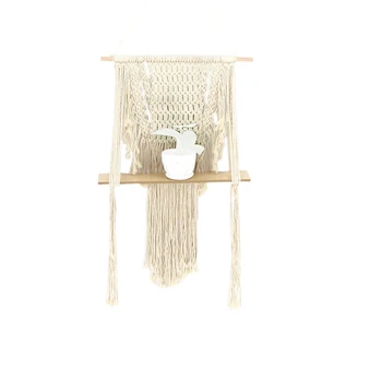 

Macrame Woven Tapestry Wall Hanging Shelf Hanging Planter Basket Wall Handmade Plant Hanger Pot Party Wedding Home Decoration MS