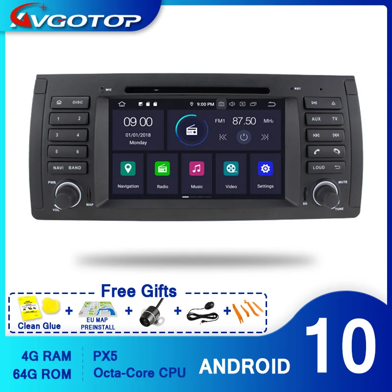 Автомобильный мультимедийный плеер AVGOTOP Android 10 Bluetooth GPS для BMW E39 X5-E53 Land Rover Range Carplay
