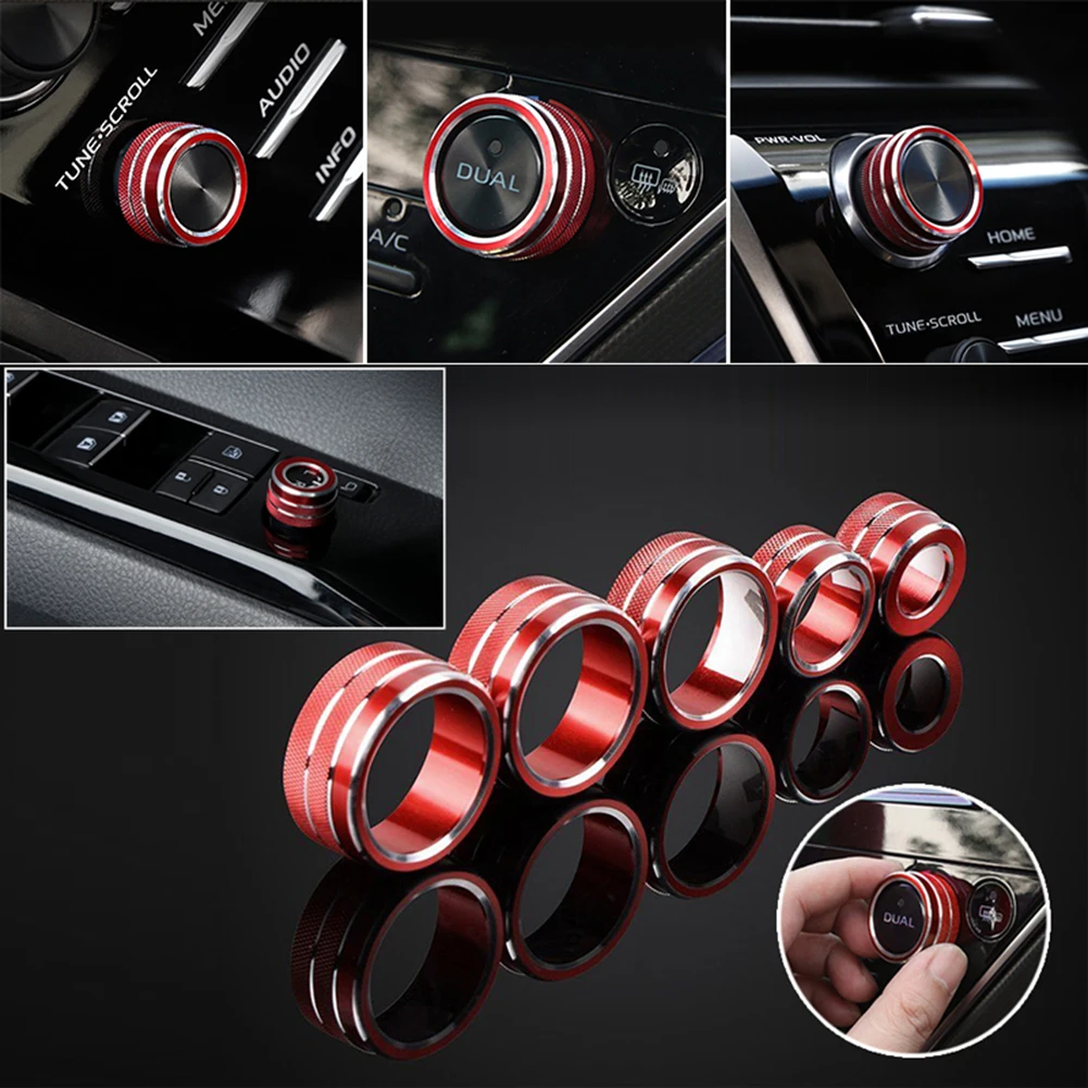 

2020 Best Sale High Quality 5pcs AC Volume Switch Button Ring Cover Decor Style Trim For Toyota Camry Professional Spare Parts