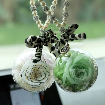 

Colorful Real Rose Flower Center Console Car Hanging Ornaments Decoration Interior Vehicle Dashboard Ornament For Female Girls