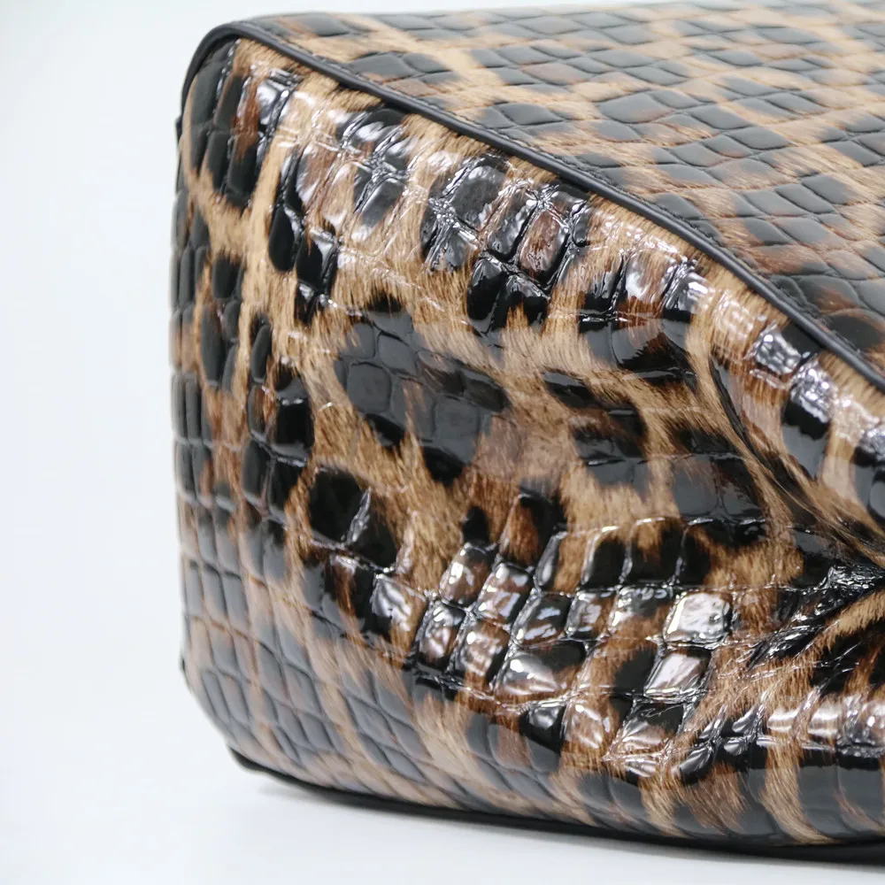 Роскошная женская сумка из натуральной кожи \ сумка с леопардовым принтом, женская большая сумка из воловьей кожи на плечо, женская сумка через плечо