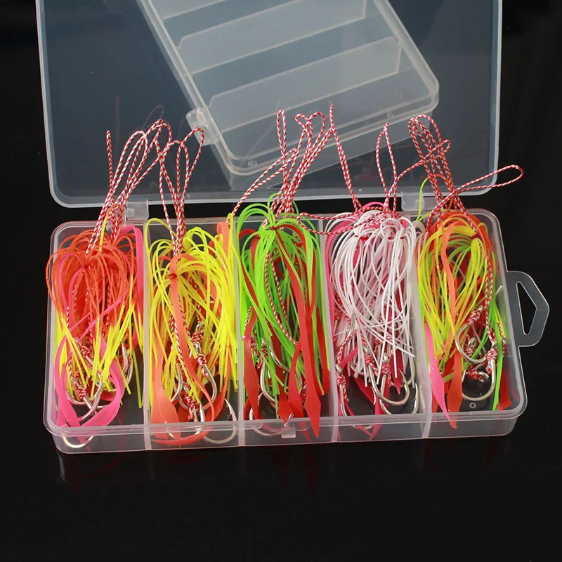 

Kabura Jigging Madai Assist Hooks Strong Tai Rubbers Silicone Skirts Filaments Ribbons Different Colors Slider Jigs Tails Sinker