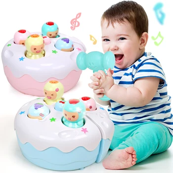 

Baby Birthday Cake Hammer Knock Glittering Toys Music Party Noise Maker Musical Instruments Educational Toys for Children Gift